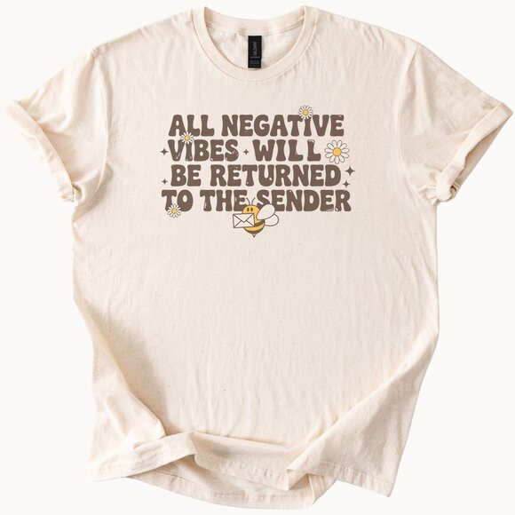 All Negative Vibes Graphic Shirt Daisy Bee Envelope Return to Sender Tee - Picture 1 of 6